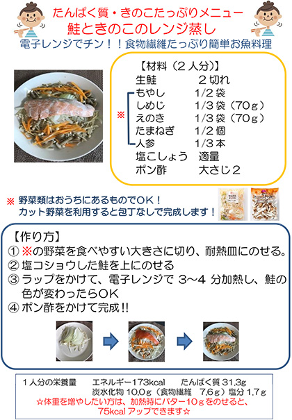 【画像】鮭ときのこのレンジ蒸し